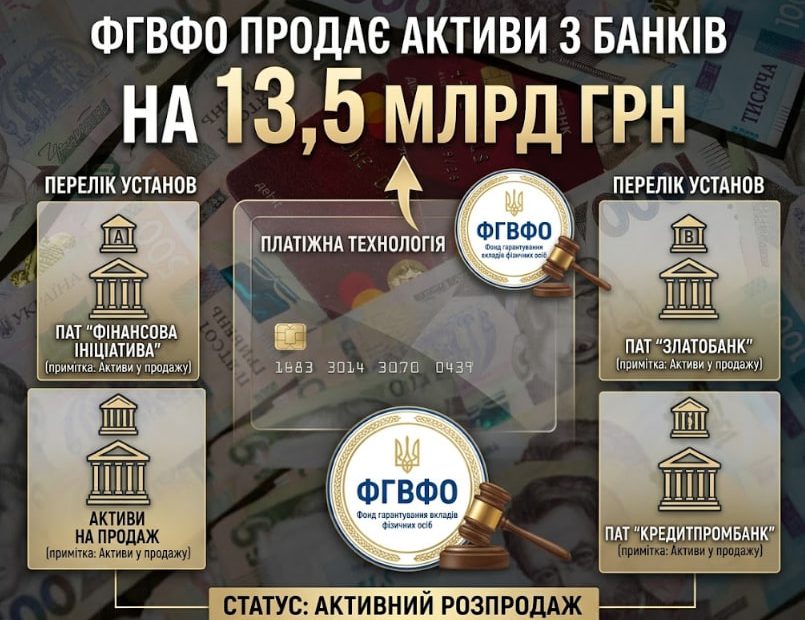 ФГВФО продає активи 3 банків